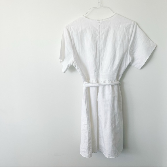 White Linen dress with waist tie - Picture 4 of 4
